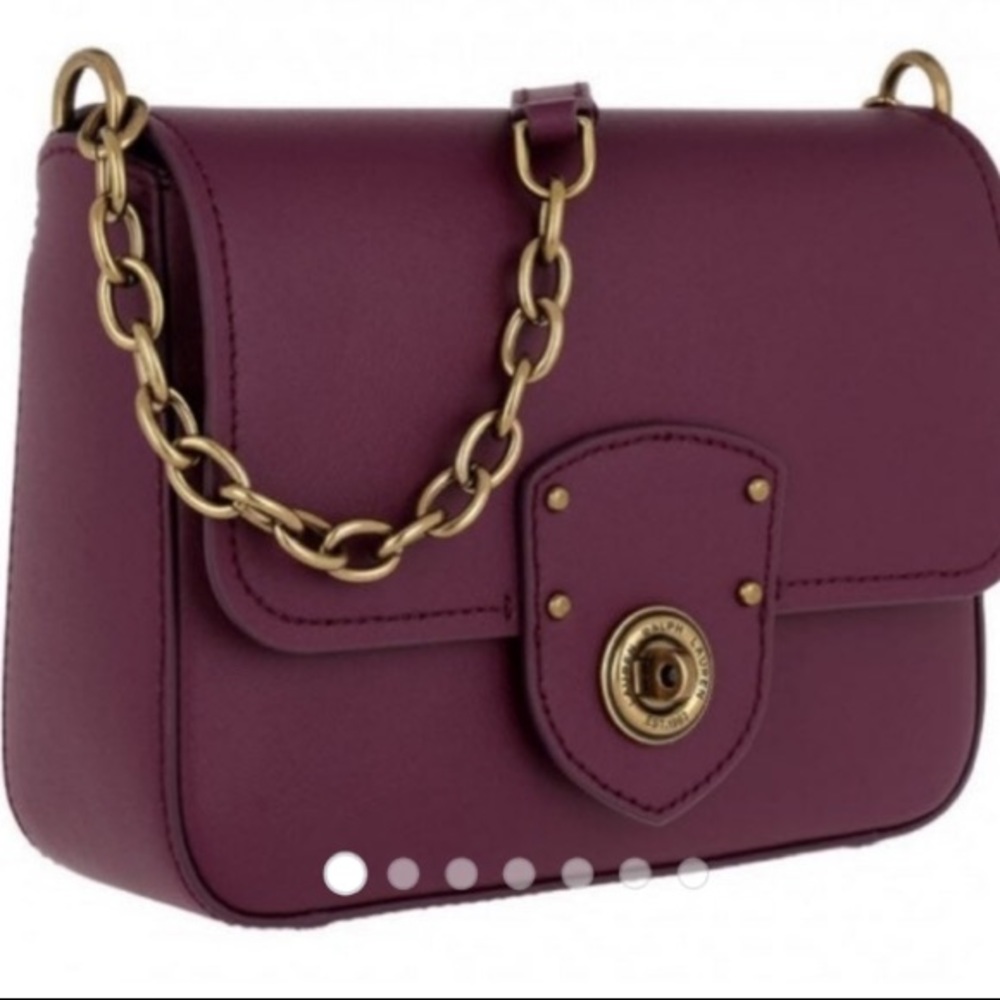 Leather Bag Cross Body Ralph Lauren small bag Envelope Style Bag Red wine color - Picture 6 of 16